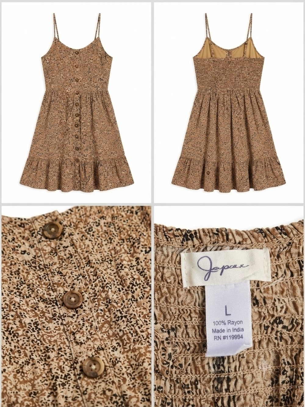 Japna Womans Brown Floral Button-Front Sundress